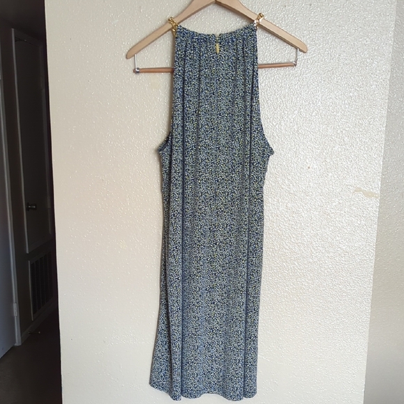 MICHAEL Michael Kors Halter Gold Chain Link Straps Navy & Yellow Dress - Picture 6 of 10